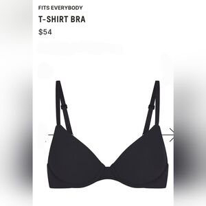(F1) Skims Fits Everybody T-shirt Bra, Size:36B, Color:Black,With Underwire.